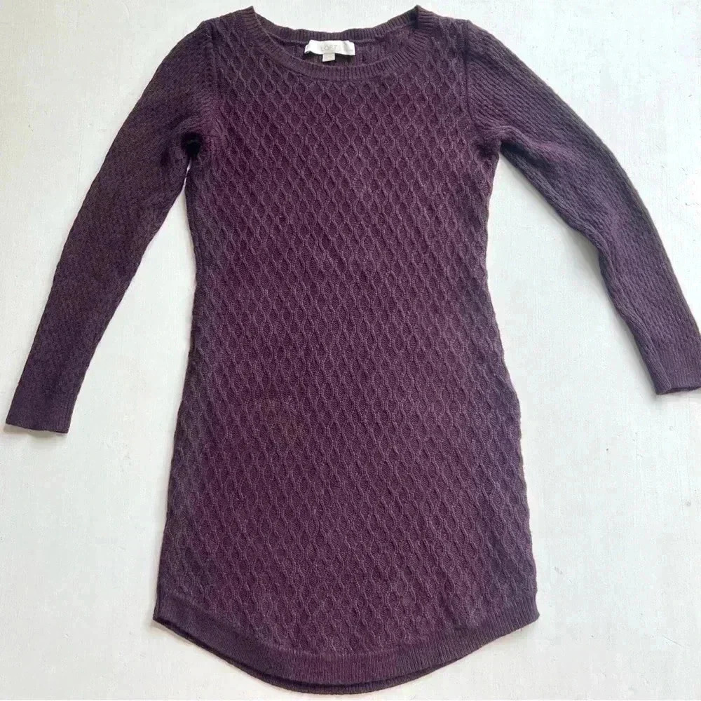 LOFT Purple Long Sleeve Dress